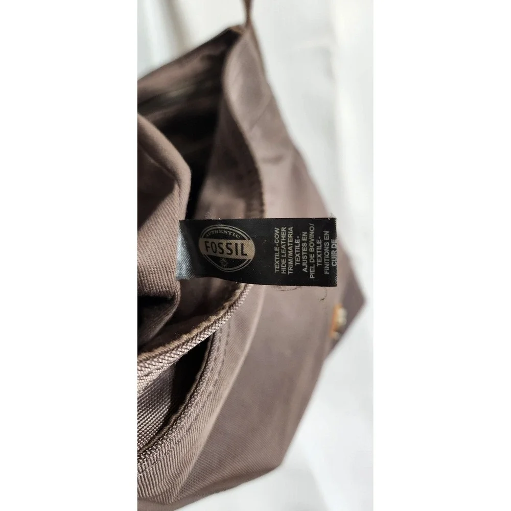 Fossil Canyon Brown Nylon Leather Trim Messenger Bag Crossbody Utility Travel